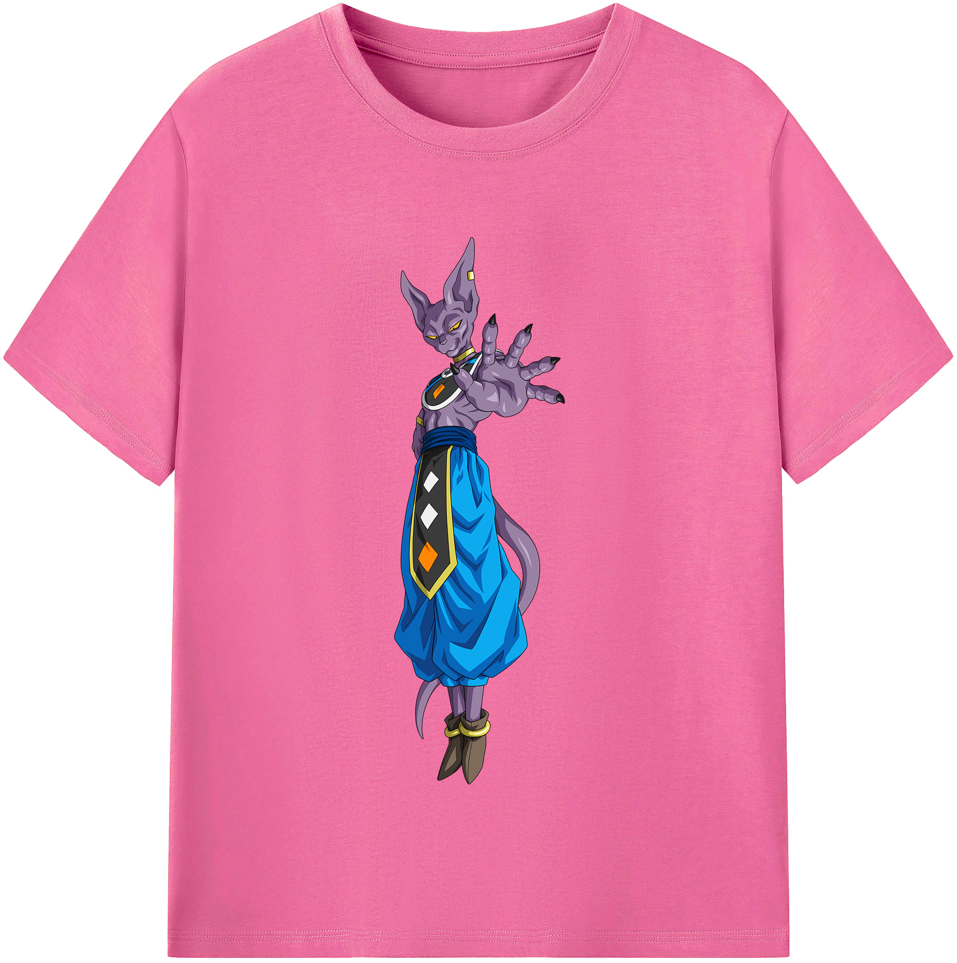 （画像用） ドラゴンボール ビルス 破壊神ビルス DRAGON BALL Beerus Birusu レディースカジュアルプリントTシャツ（綿100％）